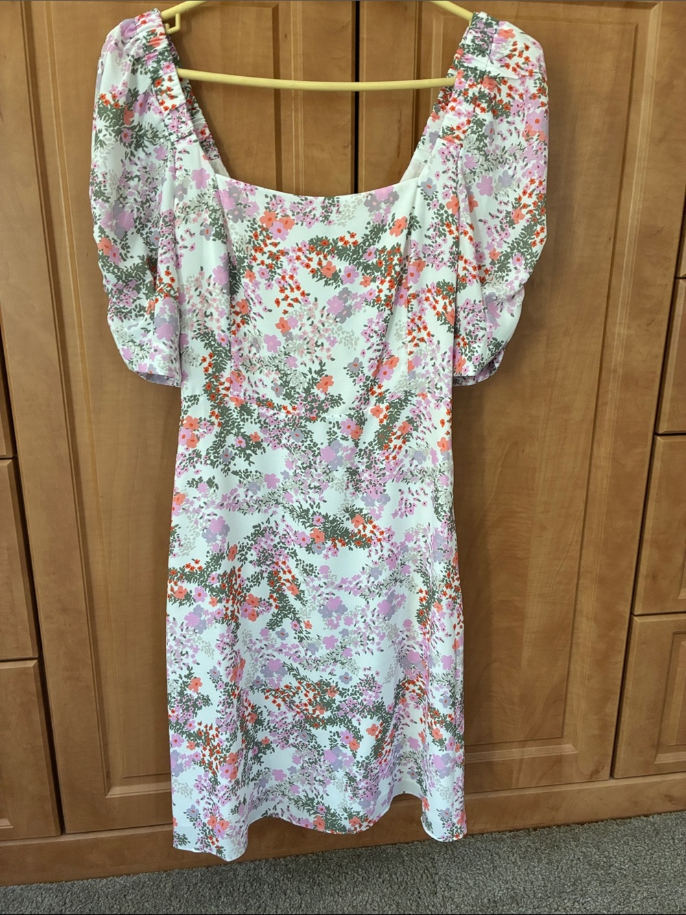 Rebecca Minkoff White lightweight Dress with Pink & Green Floral Print